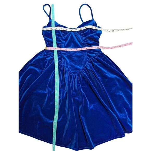 Bershka blue velour mini dress US Small - Picture 7 of 7